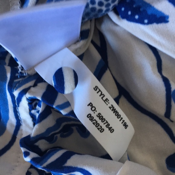 NWT Tuckernuck x Vineyard Vines collab blue & white block print ruffle tank L - Picture 6 of 12